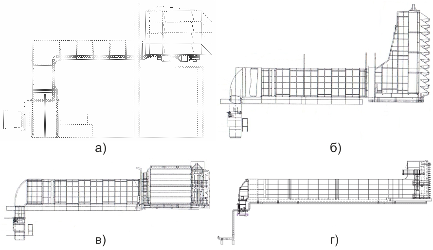 Схемы некоторых ВОУ с воздушными трактами для ряда действующих ГТУ